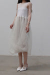 SWAYING/KNIT crochet stitching rotating skirt SW212LS18 white